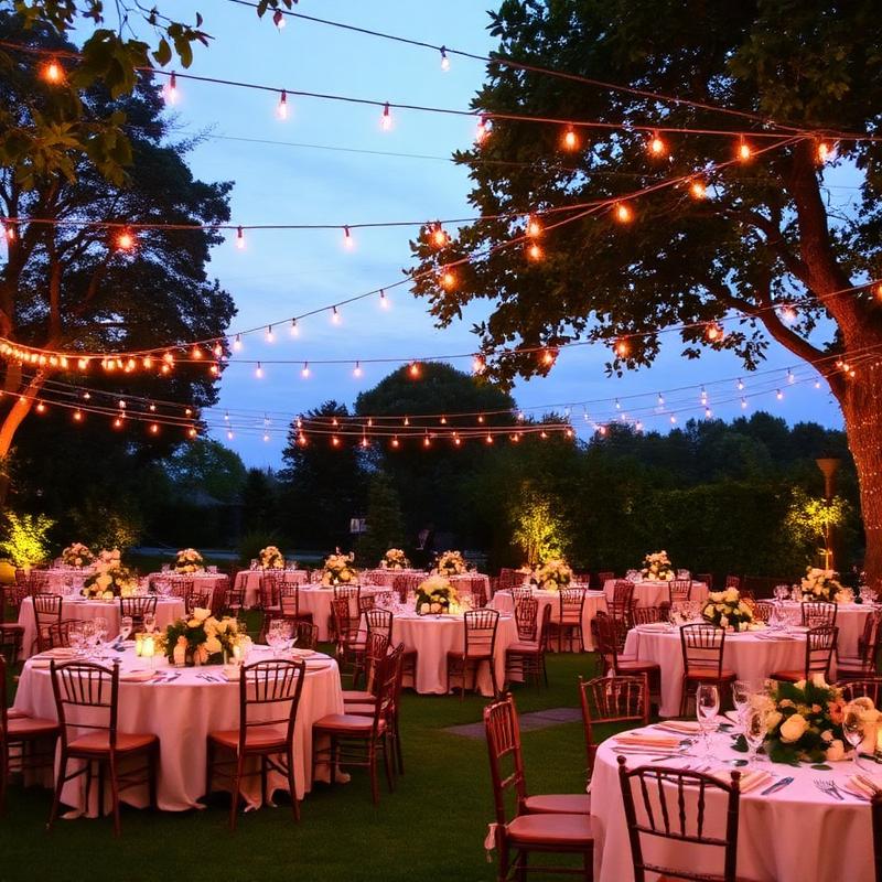 Outdoor garden wedding setup